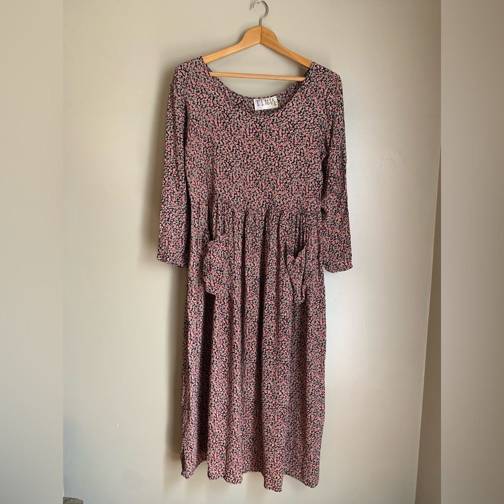 Vintage T.T. Mar Babydoll floral Dress cottage-core grunge 90’s prairie